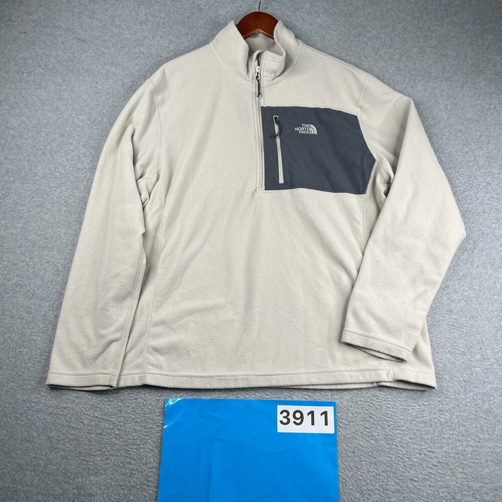 The North Face Sweatshirt Fleece 1/2 Zip Ivory Long Sleeve Pullover Mens XL